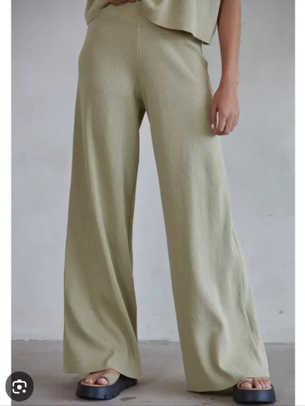 By Together Knit Sweater Wide Leg Pants Green Size Medium